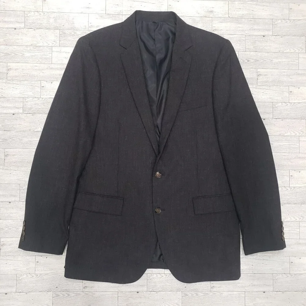 J.Crew‎ Thompson Blazer Suit Jacket Flex Worsted Wool Mens 42L Long Gray Preppy
